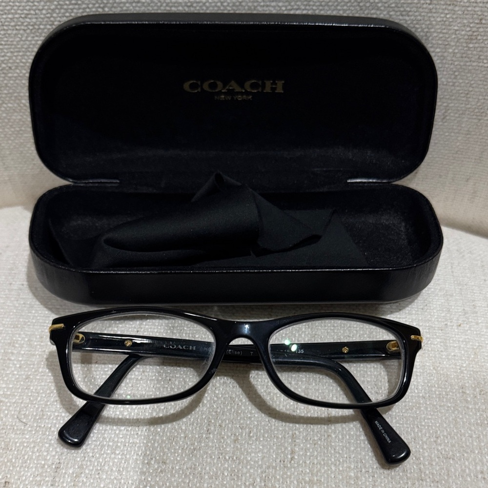 Coach Black Eyeglasses with Gold Detailing